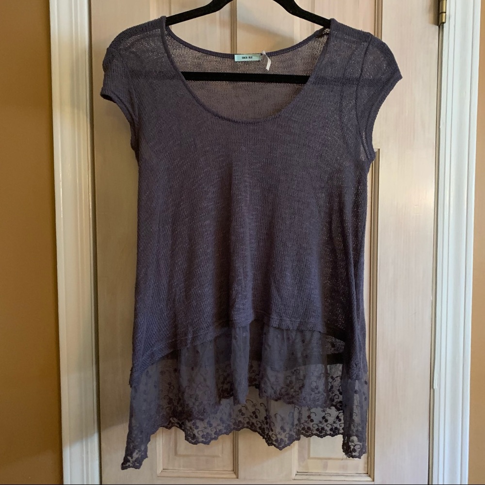 Kimchi Blue knitted shirt with lace trim